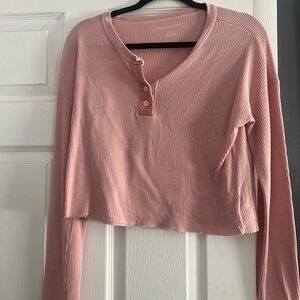 Long sleeve waffle crop top